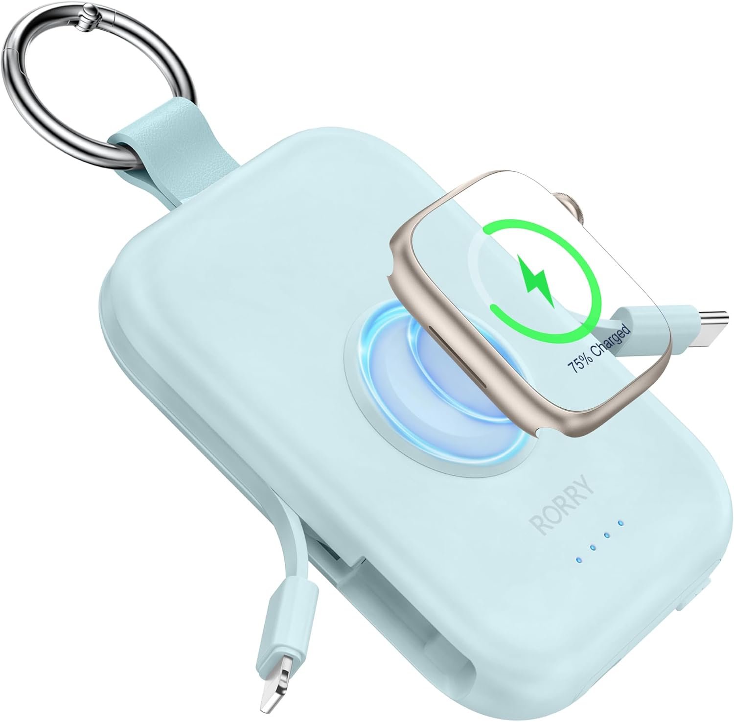 RORRY Portable Charger, 5000mAh Portable Charger Power Bank with Built-in Cables